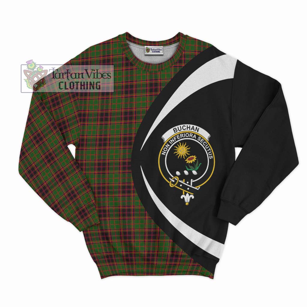 Buchan Tartan Sweatshirt with Family Crest Circle Style Unisex - Tartan Vibes Clothing