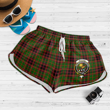 Buchan Tartan Womens Shorts with Family Crest