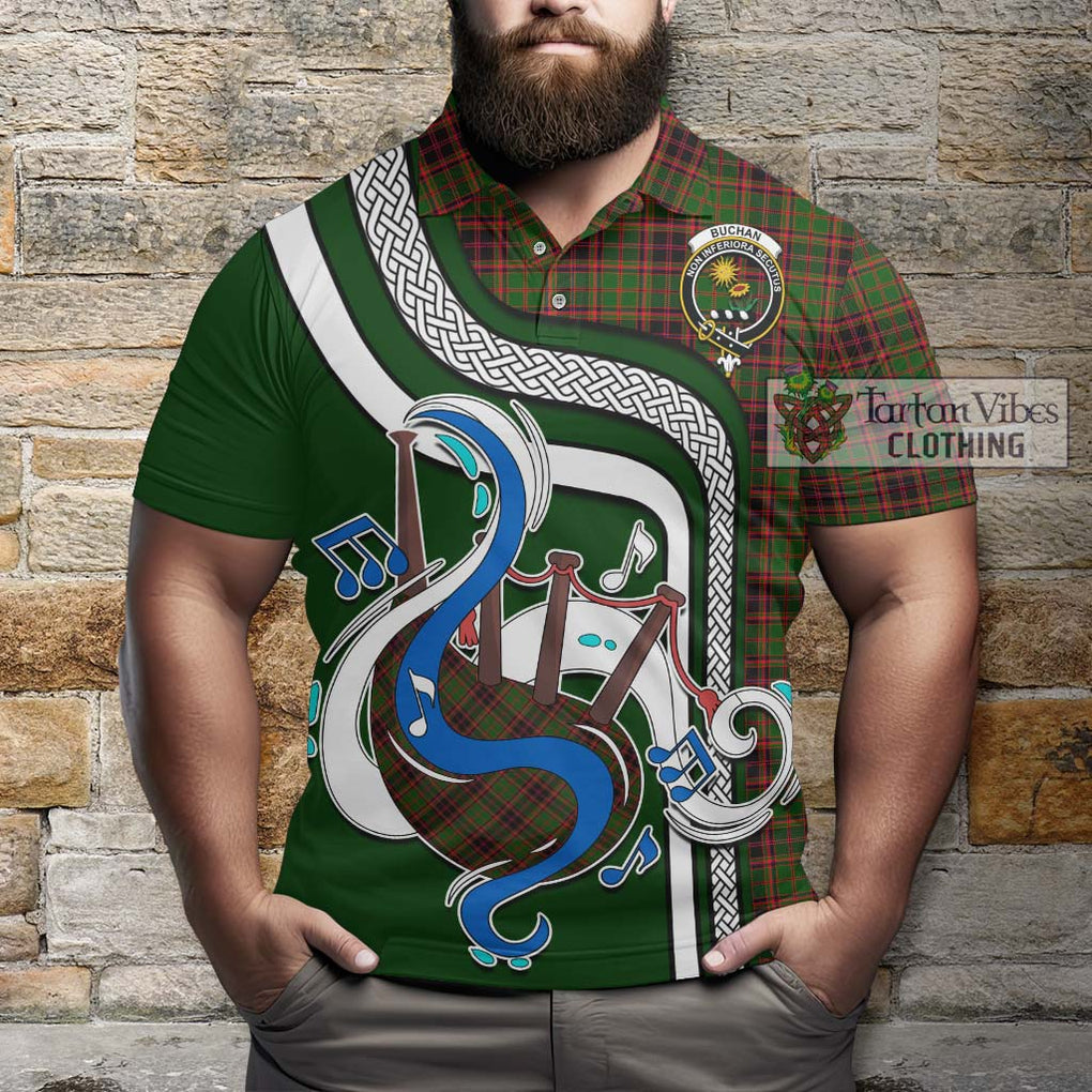 Tartan Vibes Clothing Buchan Modern Tartan Polo Shirt with Epic Bagpipe Style