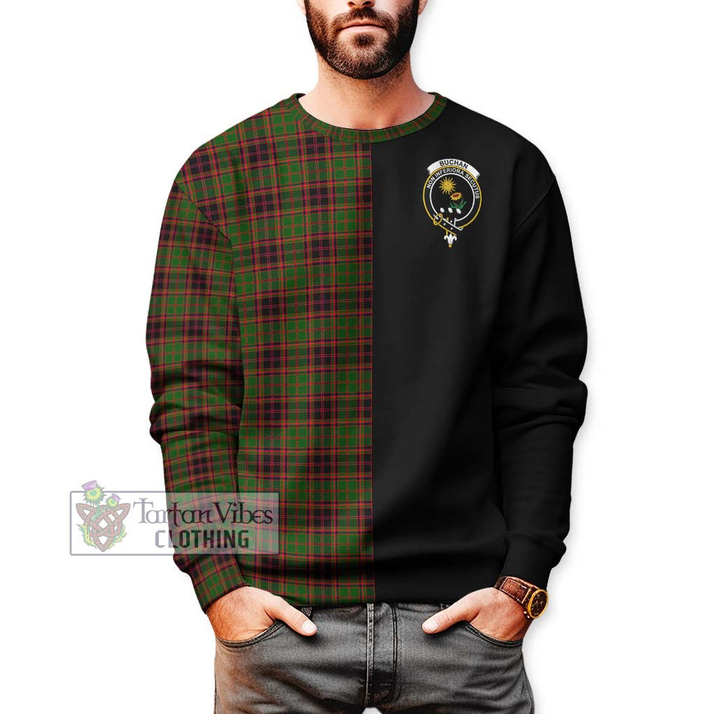 Buchan Tartan Sweatshirt with Family Crest and Half Of Me Style Unisex - Tartanvibesclothing Shop