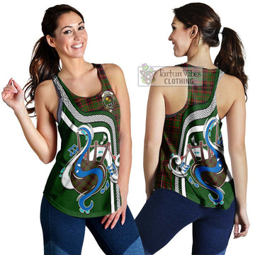 Buchan Tartan Women's Racerback Tanks with Epic Bagpipe Style