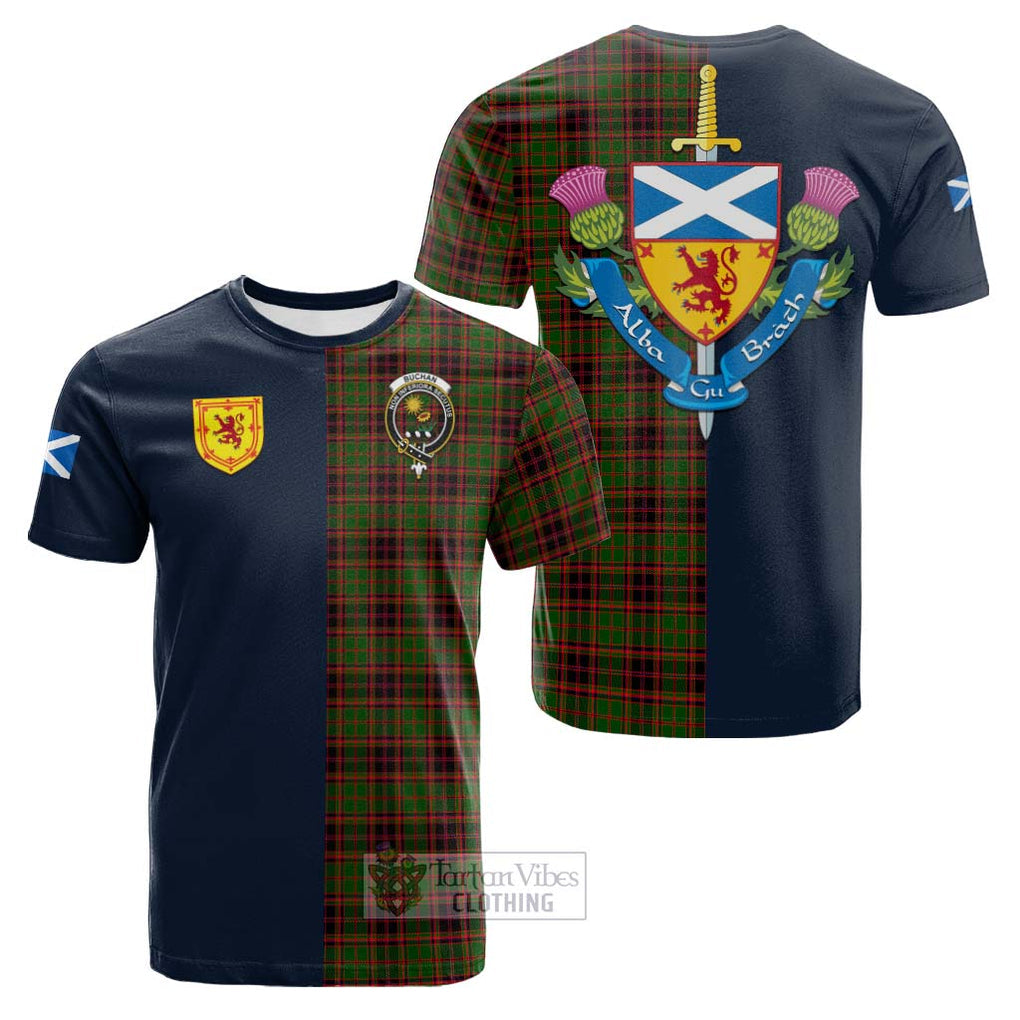 Tartan Vibes Clothing Buchan Modern Tartan Cotton T-shirt with Scottish Lion Royal Arm Half Style