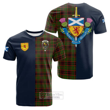 Buchan Tartan Cotton T-shirt Alba with Scottish Lion Royal Arm Half Style