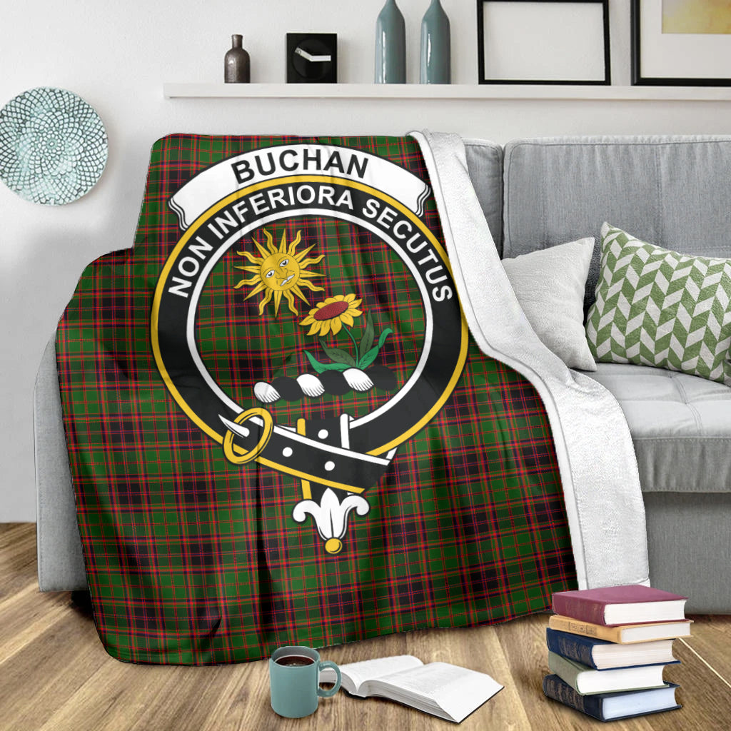 Buchan Tartan Blanket with Family Crest X-Large 59 x 79 inches 150 x 200 cm - Tartan Vibes Clothing