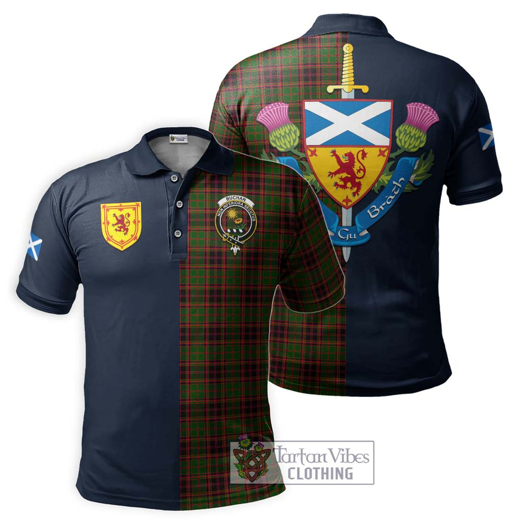 Tartan Vibes Clothing Buchan Modern Tartan Polo Shirt with Scottish Lion Royal Arm Half Style