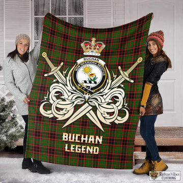 Buchan Tartan Blanket with Clan Crest and the Golden Sword of Courageous Legacy