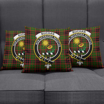 Buchan Tartan Pillow Cover with Family Crest