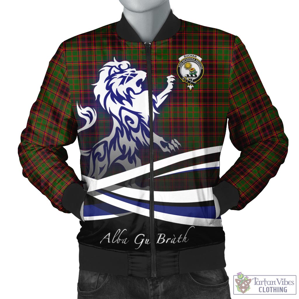 Tartan Vibes Clothing Buchan Modern Tartan Bomber Jacket with Alba Gu Brath Regal Lion Emblem