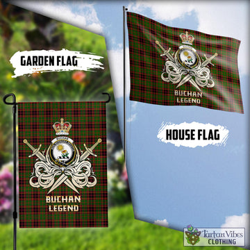 Buchan Tartan Flag with Clan Crest and the Golden Sword of Courageous Legacy