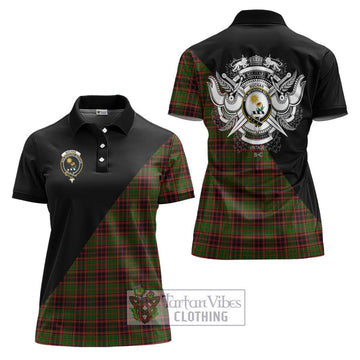 Buchan Tartan Women's Polo Shirt with Family Crest and Military Logo Style