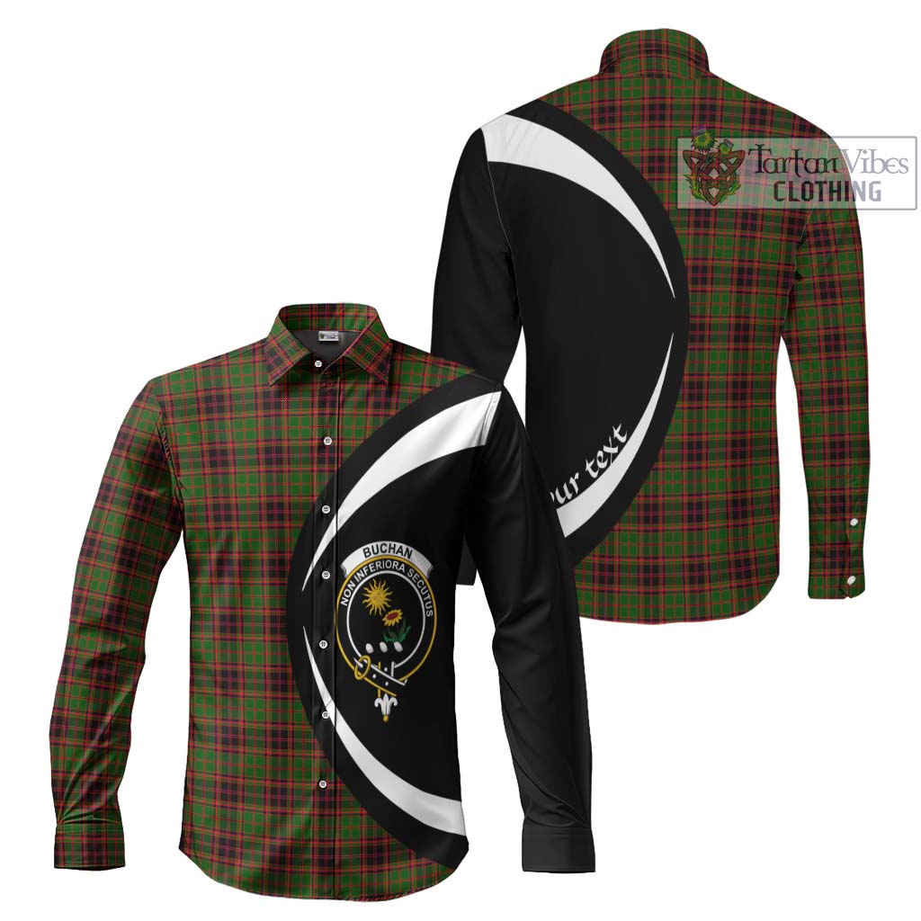 Buchan Tartan Long Sleeve Button Up with Family Crest Circle Style Men's Shirt S - Tartan Vibes Clothing