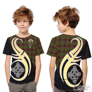 Buchan Tartan Kid T-Shirt with Family Crest and Celtic Symbol Style