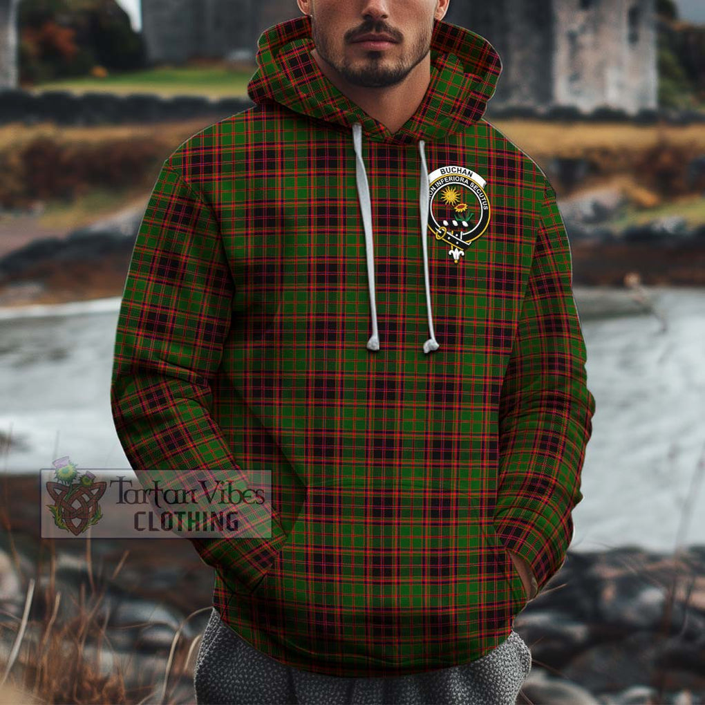 Buchan Tartan Cotton Hoodie with Family Crest Pullover Hoodie XS - Tartan Vibes Clothing