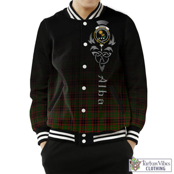 Buchan Tartan Baseball Jacket Featuring Alba Gu Brath Family Crest Celtic Inspired