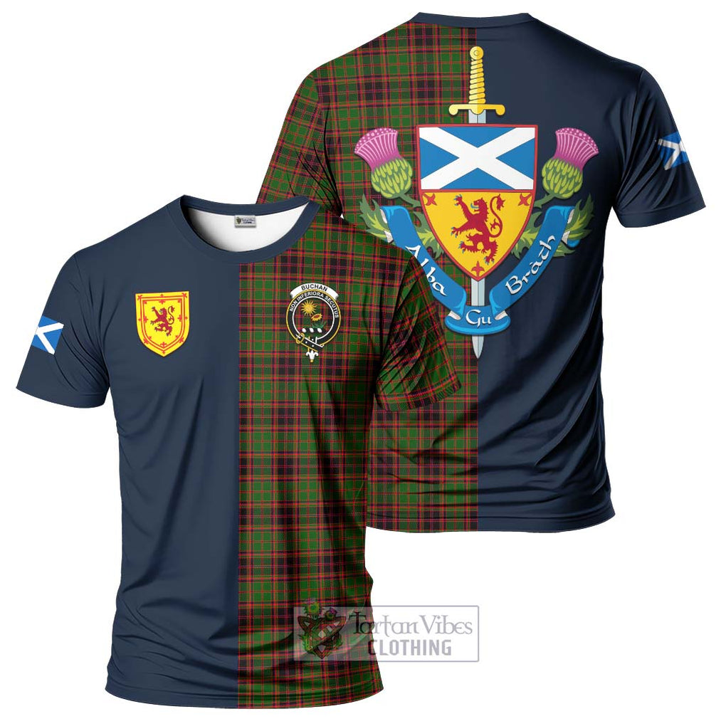 Tartan Vibes Clothing Buchan Modern Tartan T-Shirt Alba with Scottish Lion Royal Arm Half Style