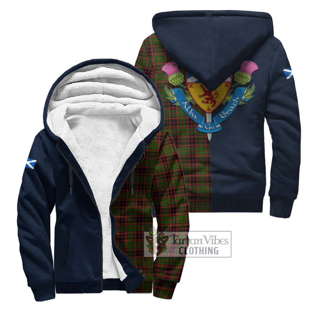 Tartan Vibes Clothing Buchan Modern Tartan Sherpa Hoodie with Scottish Lion Royal Arm Half Style