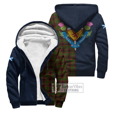 Buchan Tartan Sherpa Hoodie Alba with Scottish Lion Royal Arm Half Style