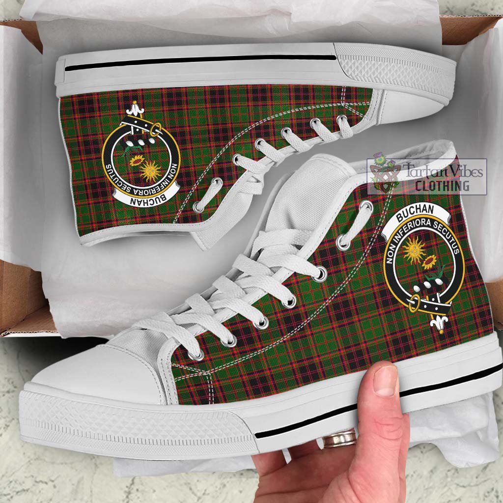 Tartan Vibes Clothing Buchan Modern Tartan High Top Shoes with Family Crest