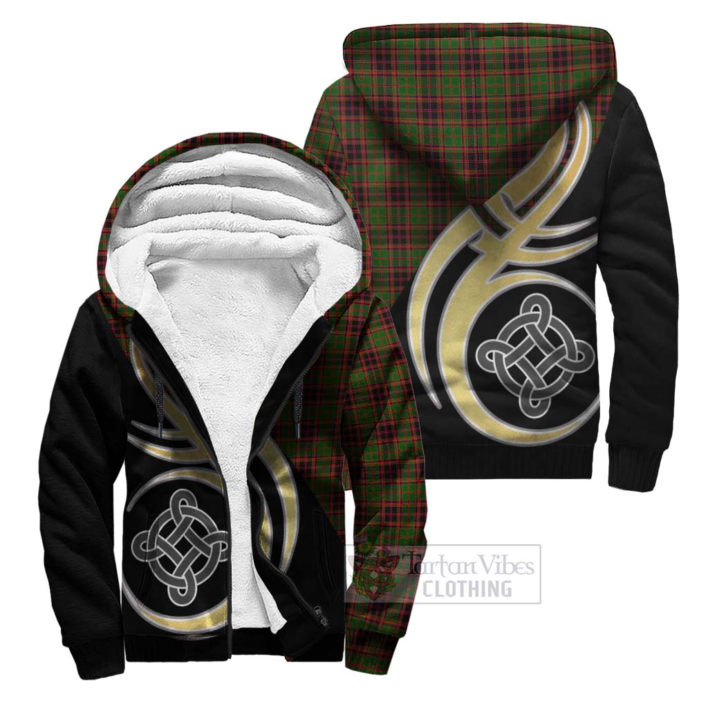 Buchan Tartan Sherpa Hoodie with Family Crest and Celtic Symbol Style Unisex S - Tartan Vibes Clothing