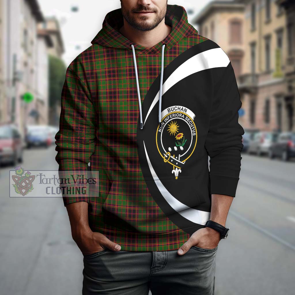 Tartan Vibes Clothing Buchan Modern Tartan Hoodie with Family Crest Circle Style