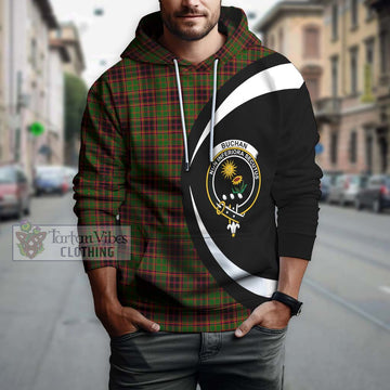 Buchan Tartan Hoodie with Family Crest Circle Style