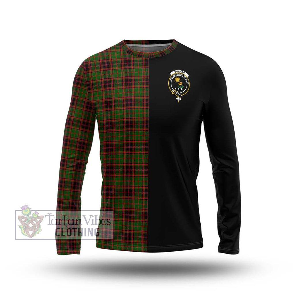 Buchan Tartan Long Sleeve T-Shirt with Family Crest and Half Of Me Style Unisex - Tartanvibesclothing Shop