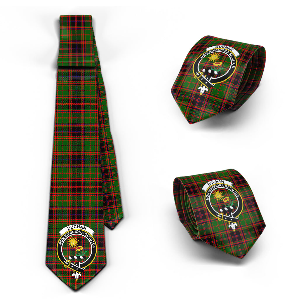 Buchan Tartan Classic Necktie with Family Crest Necktie One Size - Tartan Vibes Clothing