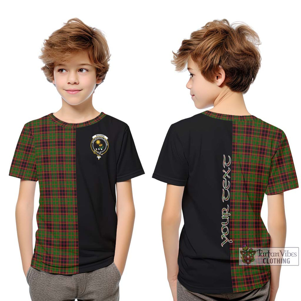 Buchan Tartan Kid T-Shirt with Family Crest and Half Of Me Style Youth XL Size14 - Tartanvibesclothing Shop