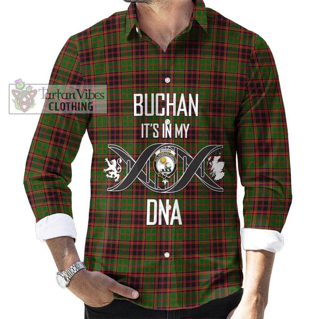 Buchan Tartan Long Sleeve Button Shirt with Family Crest DNA In Me Style Men's Shirt S - Tartanvibesclothing Shop