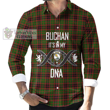 Buchan Tartan Long Sleeve Button Shirt with Family Crest DNA In Me Style