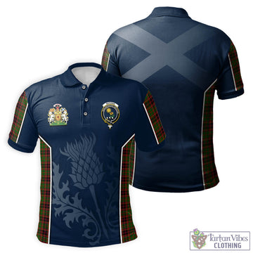 Buchan Tartan Men's Polo Shirt with Family Crest and Scottish Thistle Vibes Sport Style