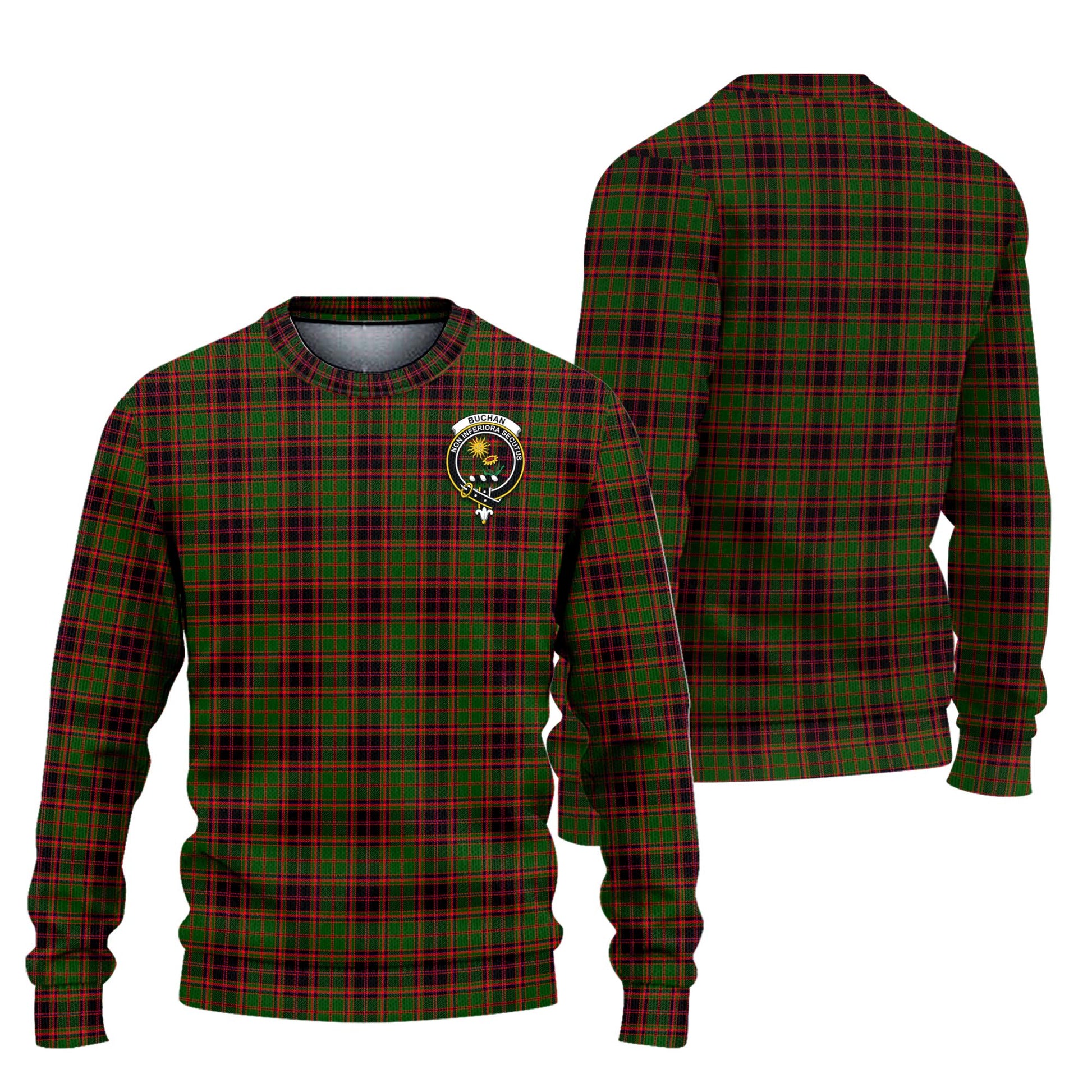 Buchan Modern Tartan Knitted Sweater with Family Crest Unisex - Tartanvibesclothing