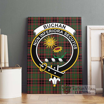 Buchan Tartan Canvas Print Wall Art with Family Crest