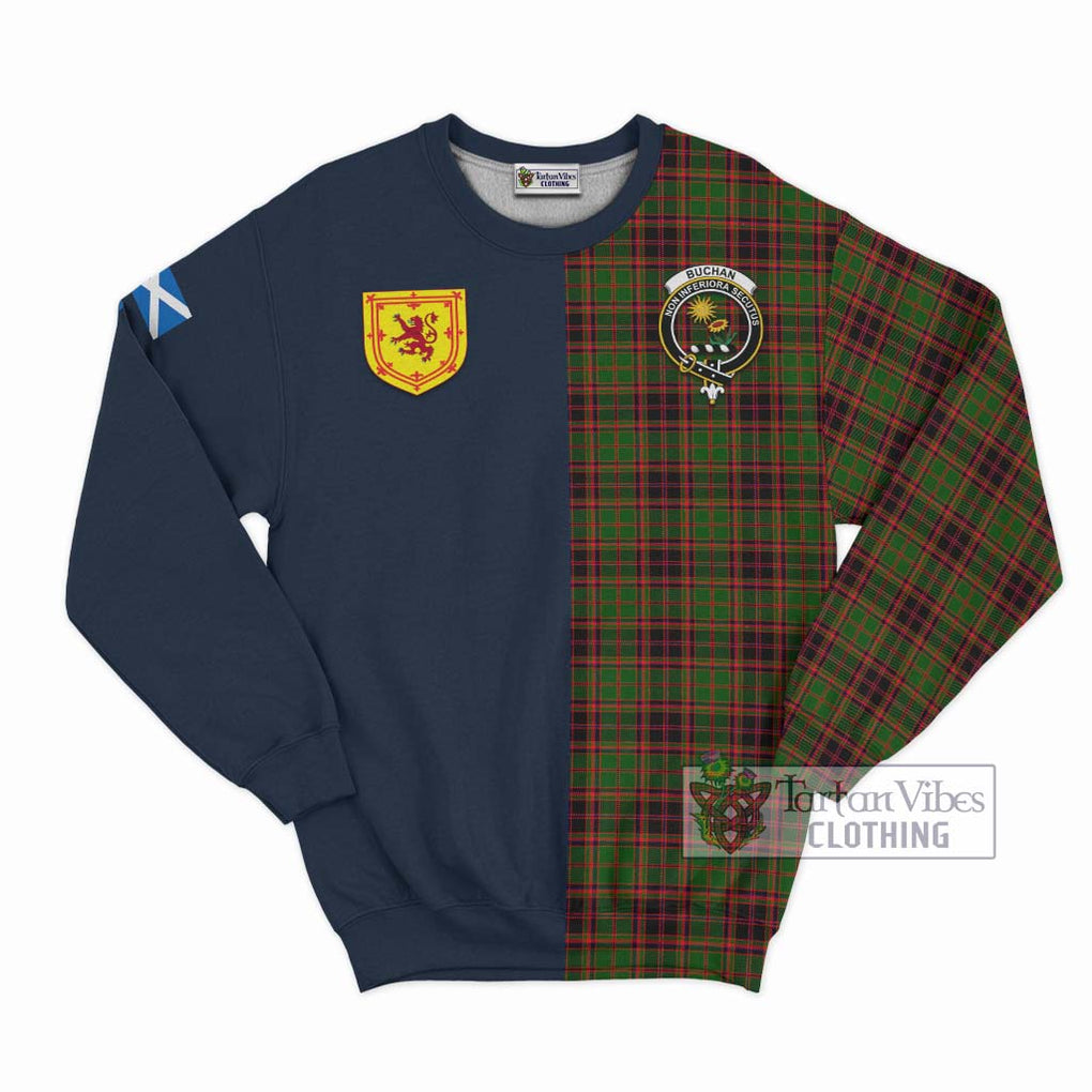 Tartan Vibes Clothing Buchan Modern Tartan Sweatshirt with Scottish Lion Royal Arm Half Style