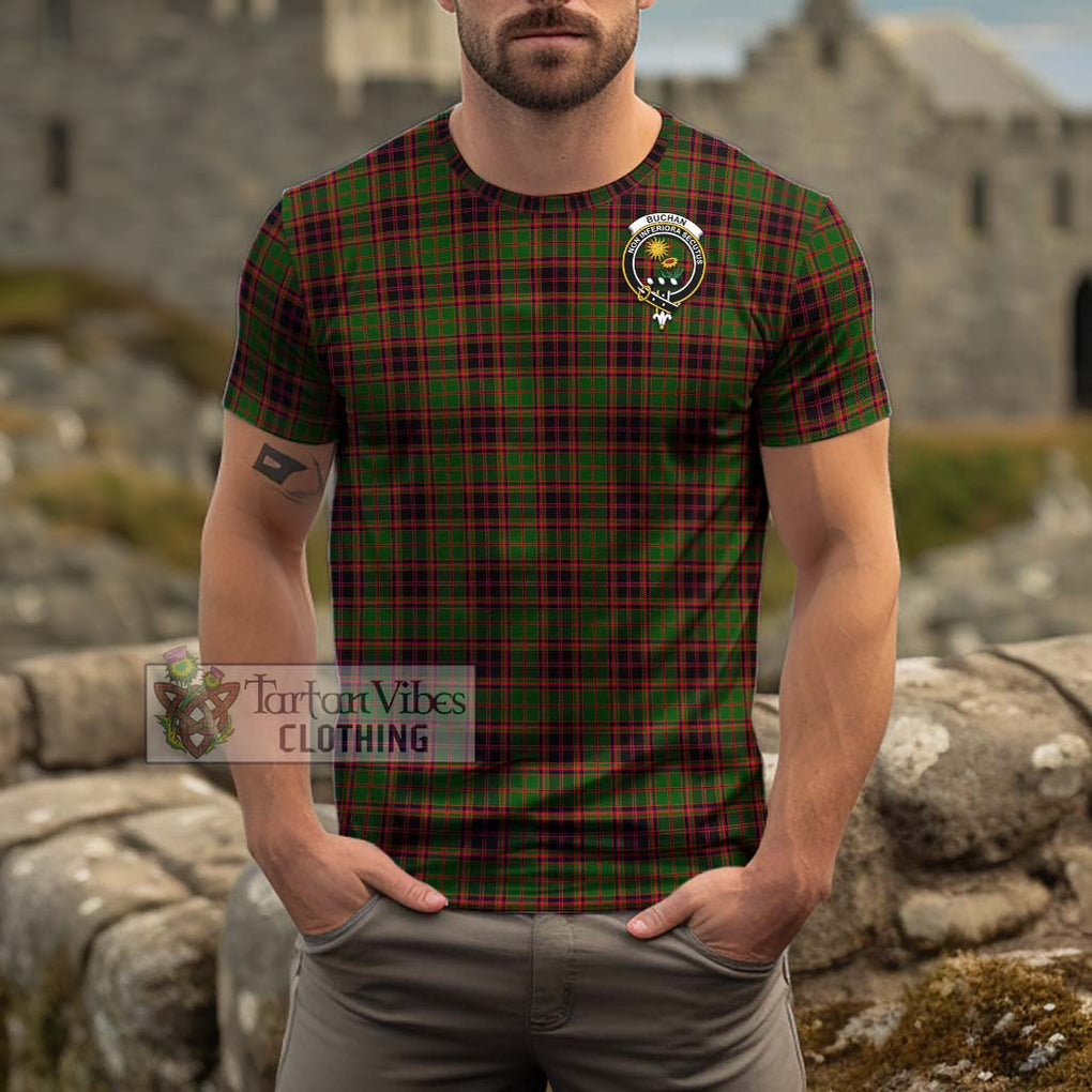 Buchan Tartan Cotton T-Shirt with Family Crest Men's Shirt - Tartanvibesclothing Shop