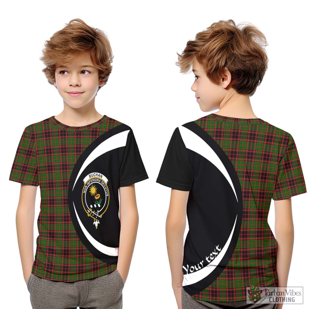 Buchan Tartan Kid T-Shirt with Family Crest Circle Style Youth XL Size14 - Tartan Vibes Clothing