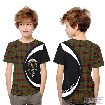 Buchan Tartan Kid T-Shirt with Family Crest Circle Style