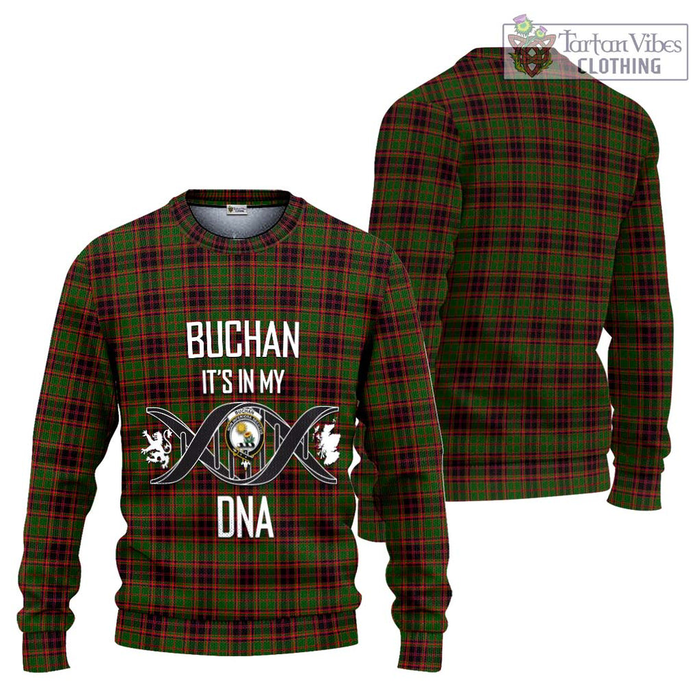 Buchan Tartan Knitted Sweater with Family Crest DNA In Me Style Unisex - Tartanvibesclothing Shop