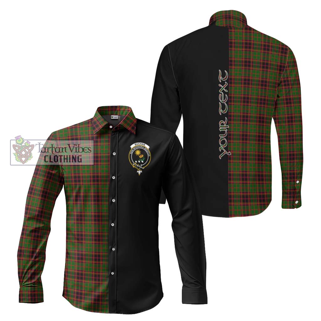 Buchan Tartan Long Sleeve Button Shirt with Family Crest and Half Of Me Style Men's Shirt S - Tartanvibesclothing Shop