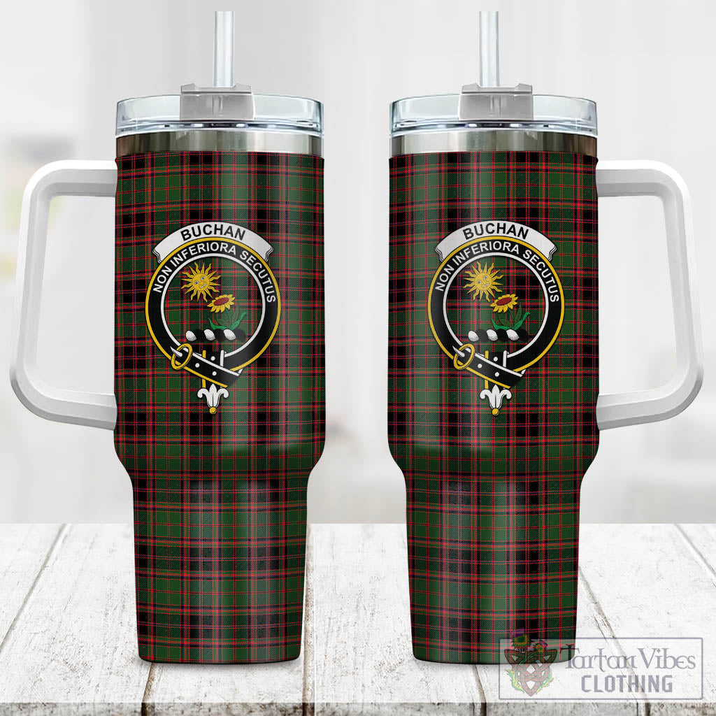 Tartan Vibes Clothing Buchan Modern Tartan and Family Crest Tumbler with Handle