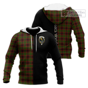 Buchan Tartan Knitted Hoodie with Family Crest and Half Of Me Style