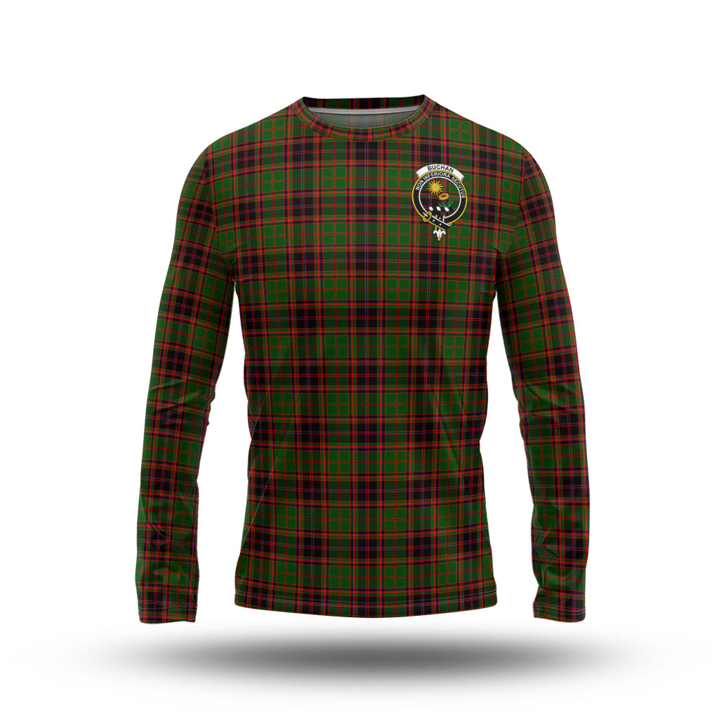 Buchan Modern Tartan Long Sleeve T-Shirt with Family Crest - Tartanvibesclothing