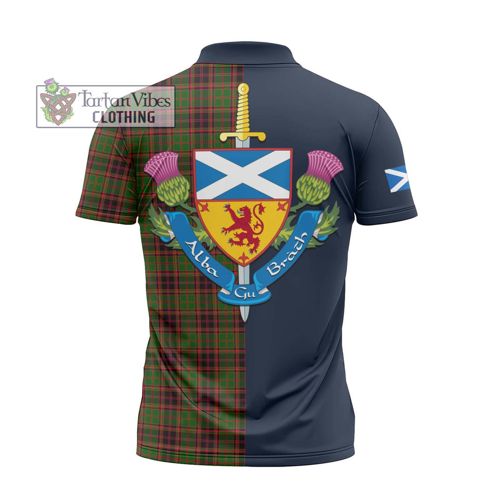 Tartan Vibes Clothing Buchan Modern Tartan Zipper Polo Shirt with Scottish Lion Royal Arm Half Style