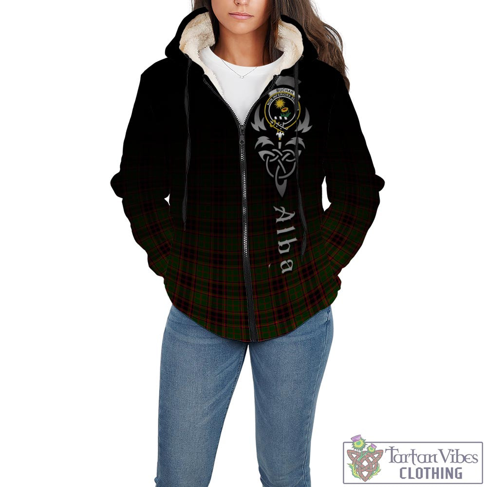 Tartan Vibes Clothing Buchan Modern Tartan Sherpa Hoodie Featuring Alba Gu Brath Family Crest Celtic Inspired