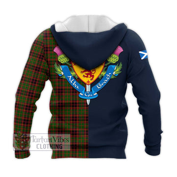 Buchan Tartan Knitted Hoodie Alba with Scottish Lion Royal Arm Half Style