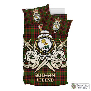 Buchan Tartan Bedding Set with Clan Crest and the Golden Sword of Courageous Legacy