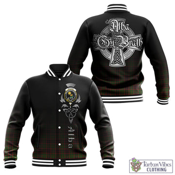 Buchan Tartan Baseball Jacket Featuring Alba Gu Brath Family Crest Celtic Inspired