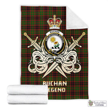 Buchan Tartan Blanket with Clan Crest and the Golden Sword of Courageous Legacy