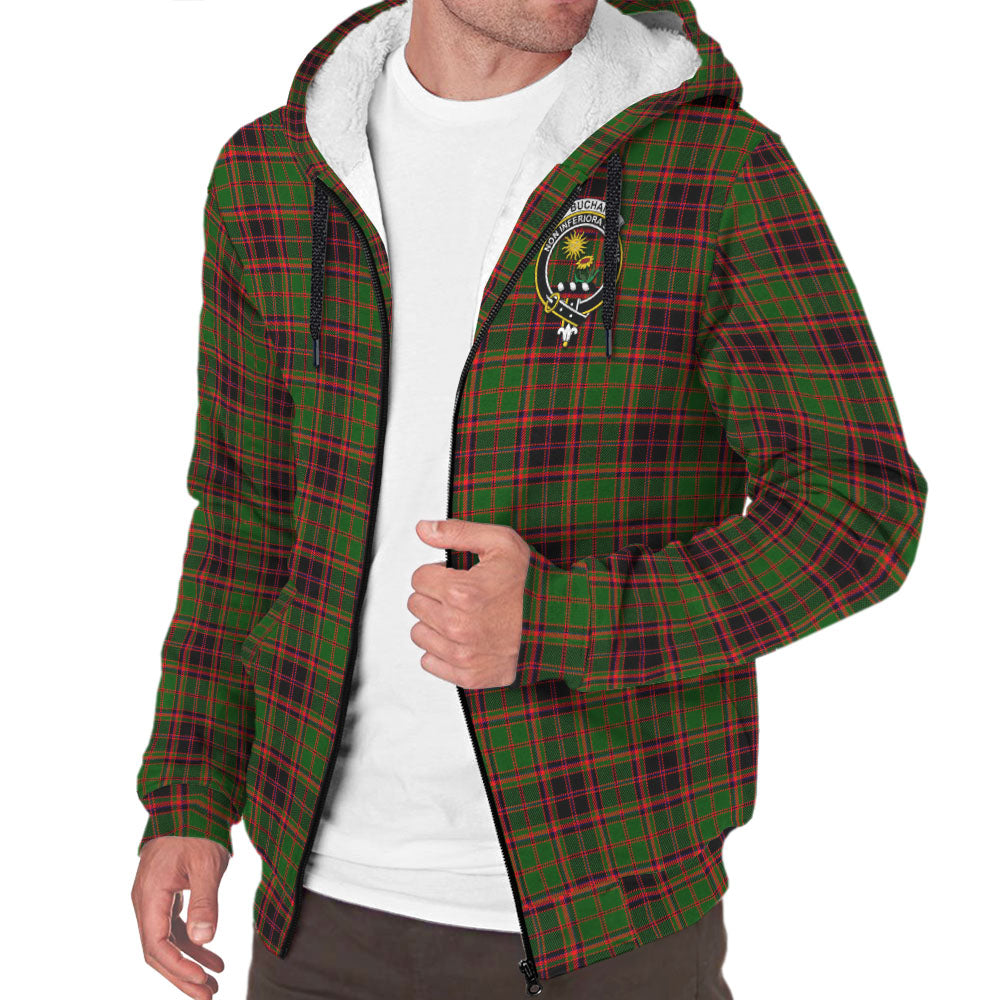 Buchan Modern Tartan Sherpa Hoodie with Family Crest - Tartanvibesclothing