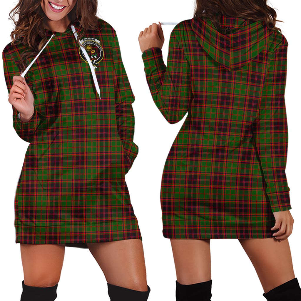 Buchan Tartan Hoodie Dress with Family Crest - Tartan Vibes Clothing